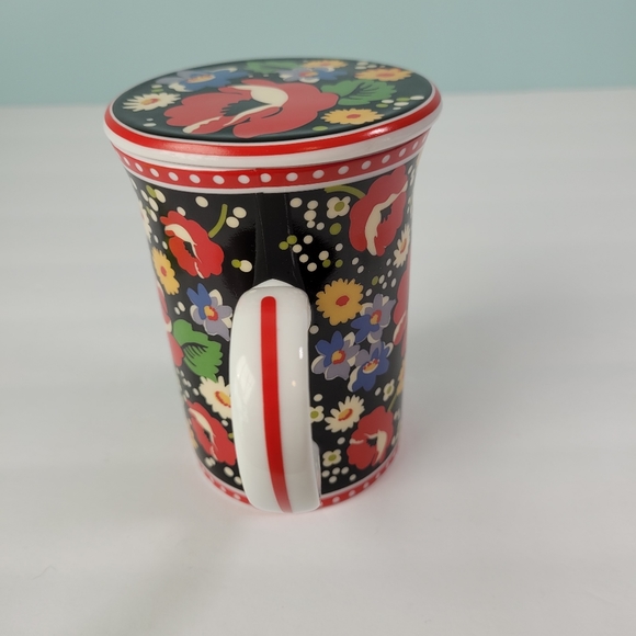 Vera Bradley Coffee Tea Mug Poppy Fields Barnes & Noble With Lid Cover 8 oz - Picture 3 of 8